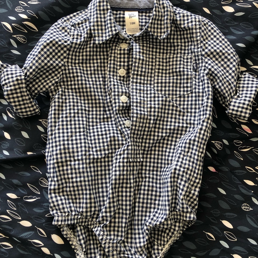 Baby B’Gosh checked button-up onesie 18 mos